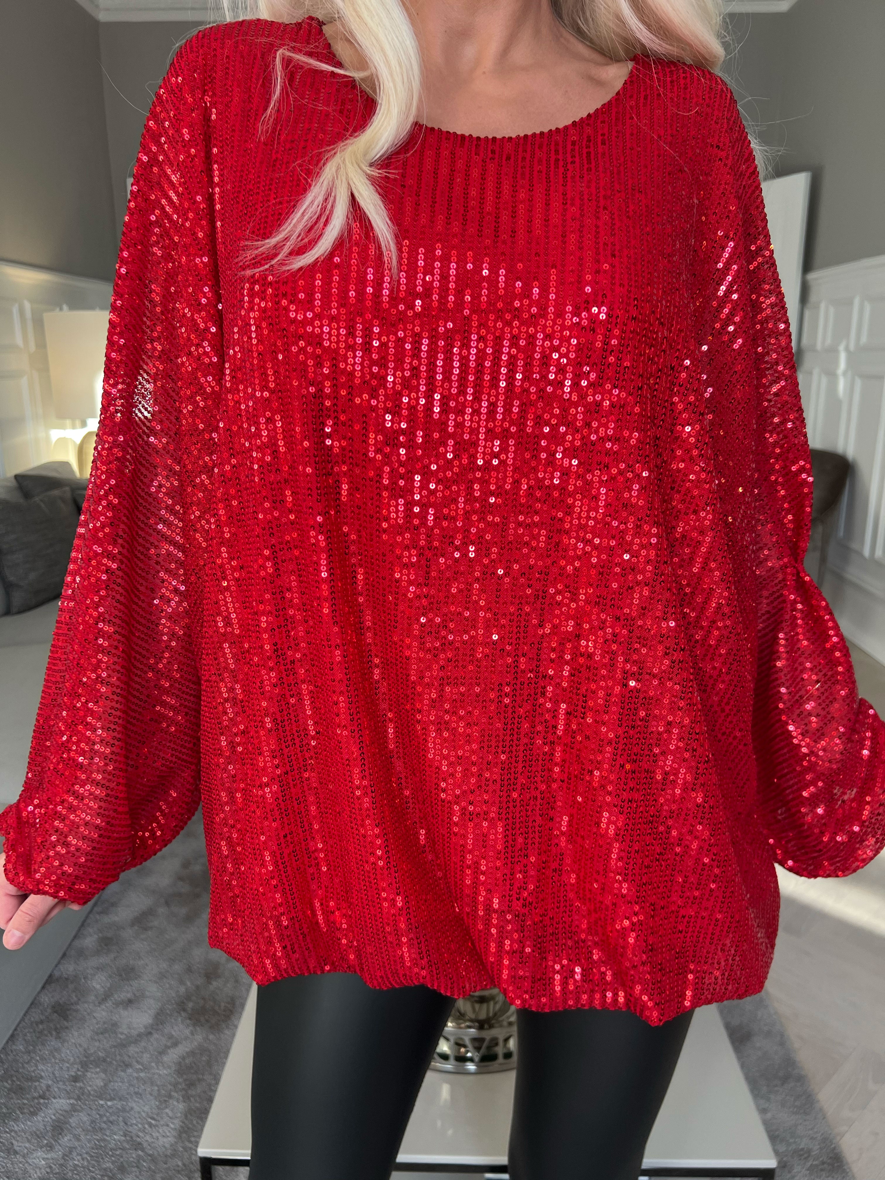 Destiny - Paillet bluse med flagermusærmer